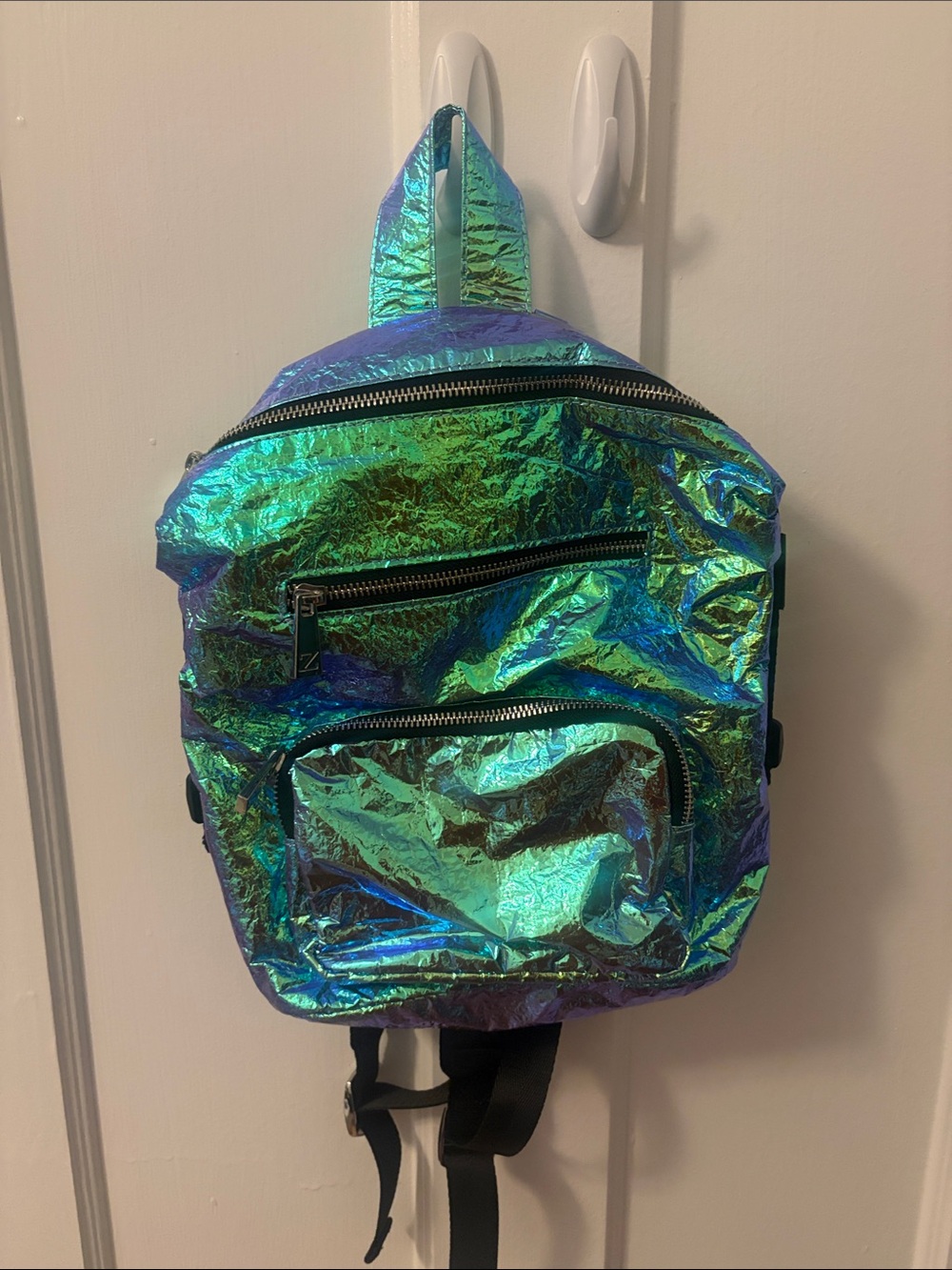 Brand New Zara Iridescent Blue-Green Mini Backpack - Unbranded